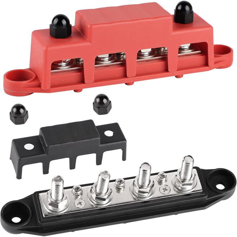 Gistuch - 2pcs Bloc de Distribution 48V M8 250A, Bloc de Connexion de Batterie , BusBar Box pour Voiture rv Boat Yacht