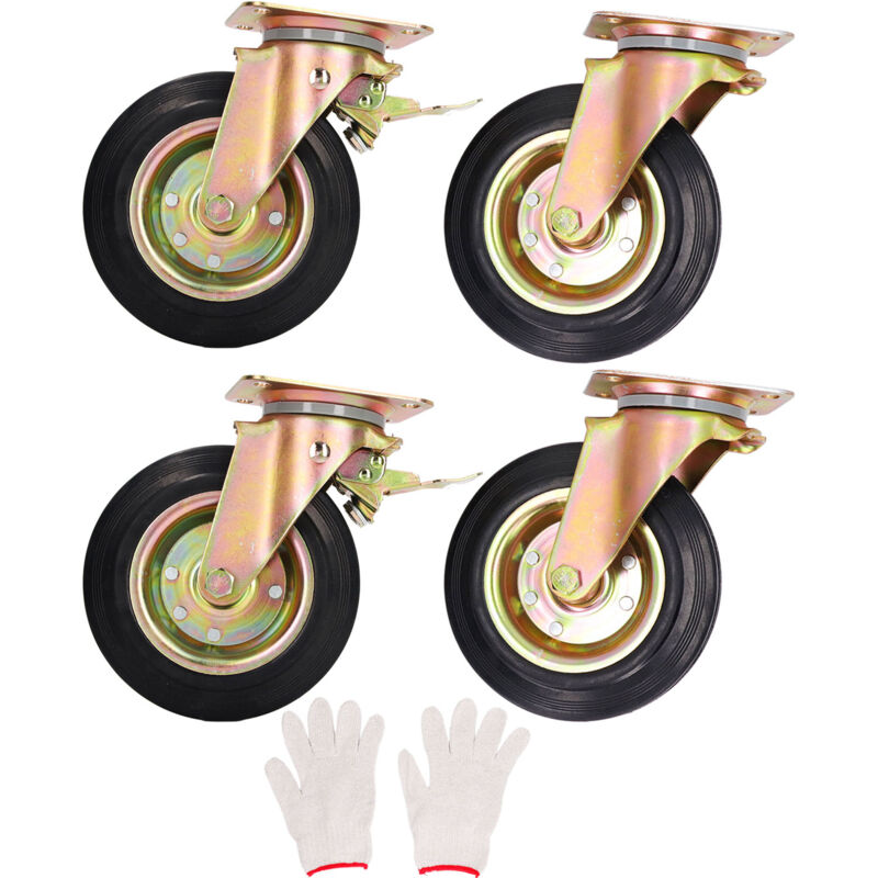 4 Roulettes Pivotantes de 240mm Roulettes pour Meubles avec frein,Roulette Charge Lourde Jusqu'à 1360KG,Roulette Sans Traces au Sol pour Charge