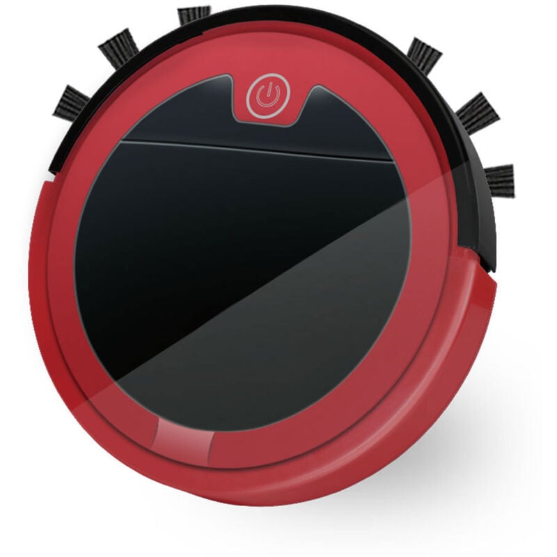 Gistuch Aspirateur Robot, 1000Pa Robot Aspirateur Laveur , Silencieux 55dB, Idéal pour Poils d'Animaux, Sols Durs, Tapis à Poils Ras-Rouge