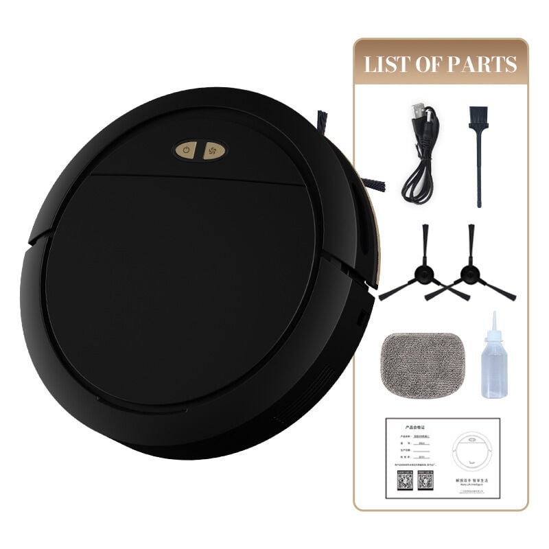 Gistuch - Aspirateur Robot, 3000Pa Robot Aspirateur Laveur, Contrôle Intelligent par App, Idéal pour Tapis/Sols Durs, Ultra-Mince Silencieux -noir