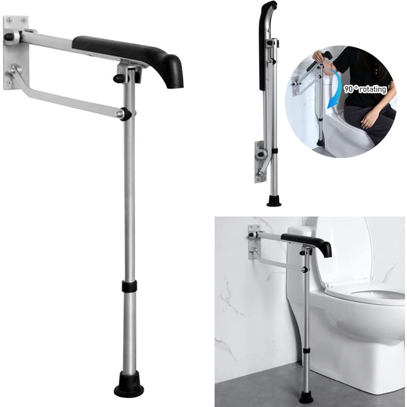 Gistuch - Barre d'appui de toilette, main courante de sécurité en alliage d'aluminium, poignées rabattables rabattables, aide à la douche