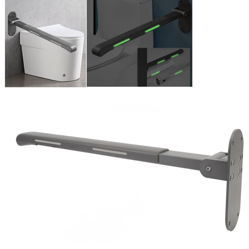 Gistuch Barre D'appui Pliable pour Toilettes Mural,Barre de Sécurité Relevable Wc Handicapé,Poignée WC Rabattable de Salle de Bain pour Handicapé,