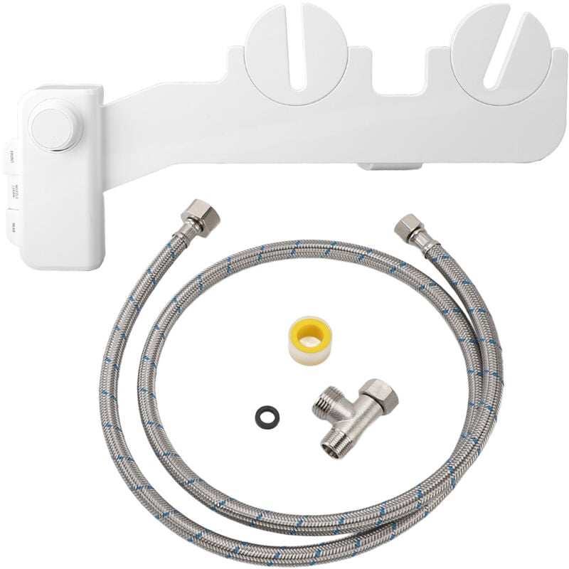 Bidet Attachement auto-nettoyant Pression d'eau réglable Double buse Ultra Slim Bouton Contrôle de la toilette Siège 3/8 pouces Standard européen