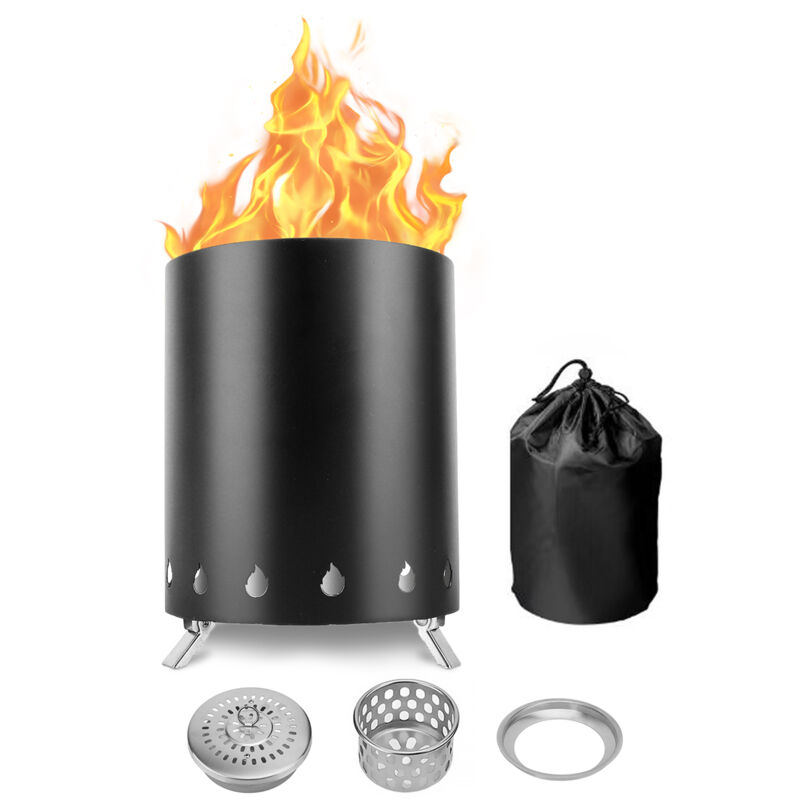 Gistuch - Brasero Bonfire et Support, Accessoire de Camping Portable pour Une Combustion Naturelle du Bois, Acier Inoxydable, ⌀ 15 cm, Hauteur 17,5 cm