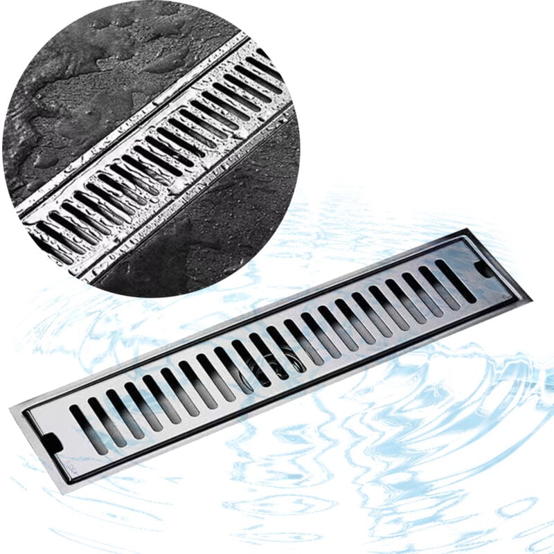 Gistuch - Caniveau de Douche Acier Inox 50cm, Caniveau de Douche d'odeurs et filtre à cheveux