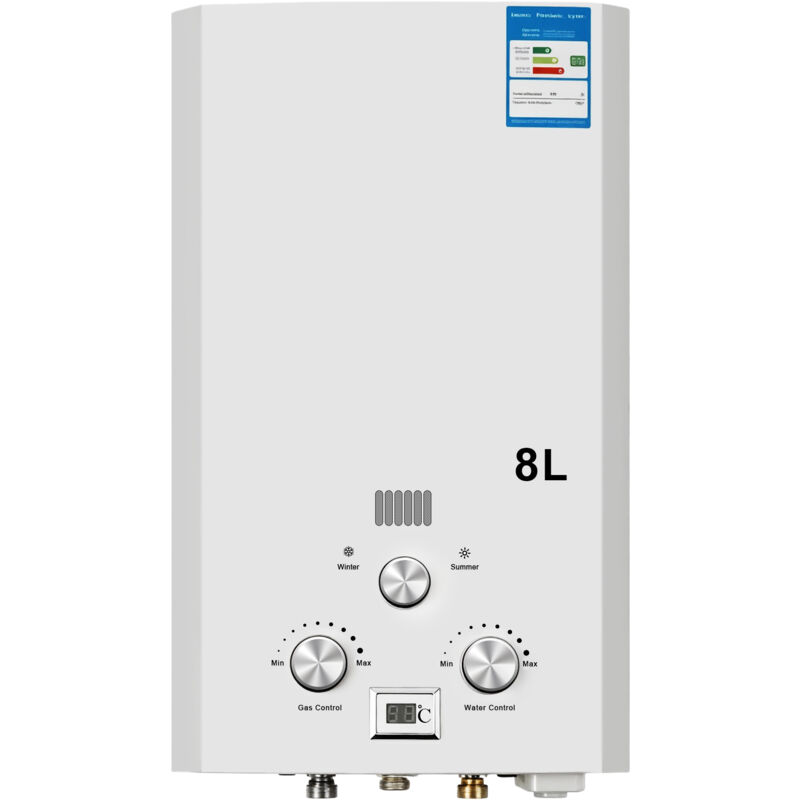 Gistuch - Chauffe-eau de douche 8L Stockage d'eau intelligent Petit chauffe-eau à gaz liquéfié de type conduit pour salle de bain Cuisine