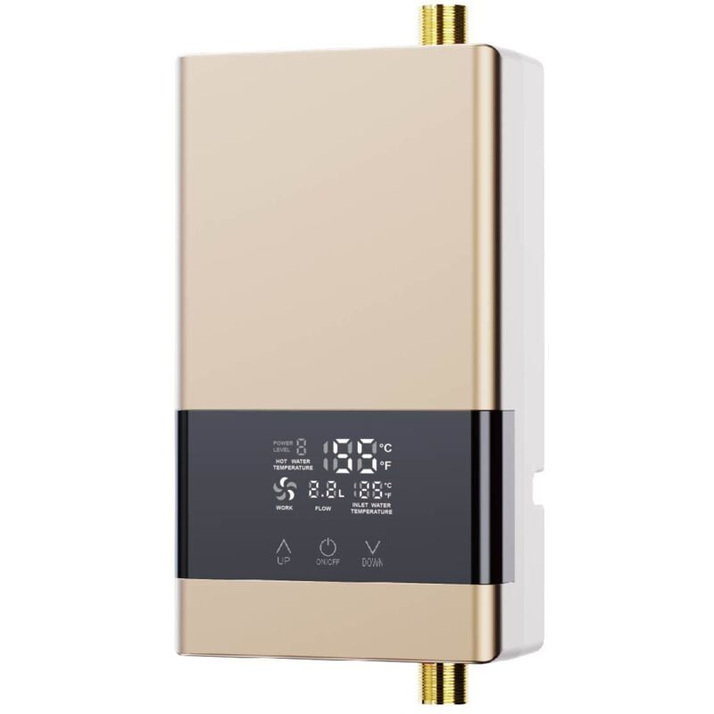 Gistuch - Chauffe-Eau Instantané 6000w Chauffe-Eau éLectrique Installation Tactile Chauffe-Eau Automatique Constante Prise Ue 220v Or