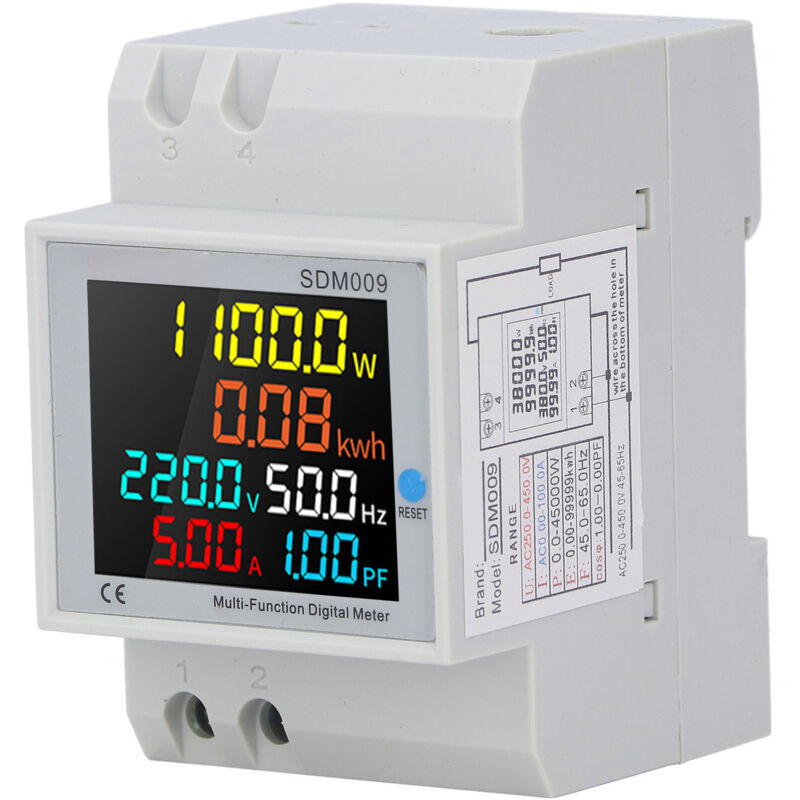 Gistuch - Compteur d'Énergie Monophasé, Compteur d'Électrique Numérique avec Écran lcd Couleur ac 250-450V 100A Compteur Electrique 1 Phasé Wattmètre