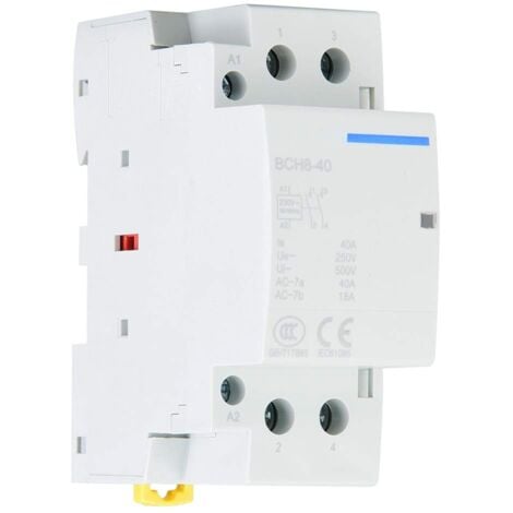 Gistuch Contacteur AC domestique, 2P 40A 2NO Contacteur AC domestique automatique 220V/230V 50/60Hz, 2 pôles bidirectionnels, montage sur rail DIN 35 mm normalement ouvert