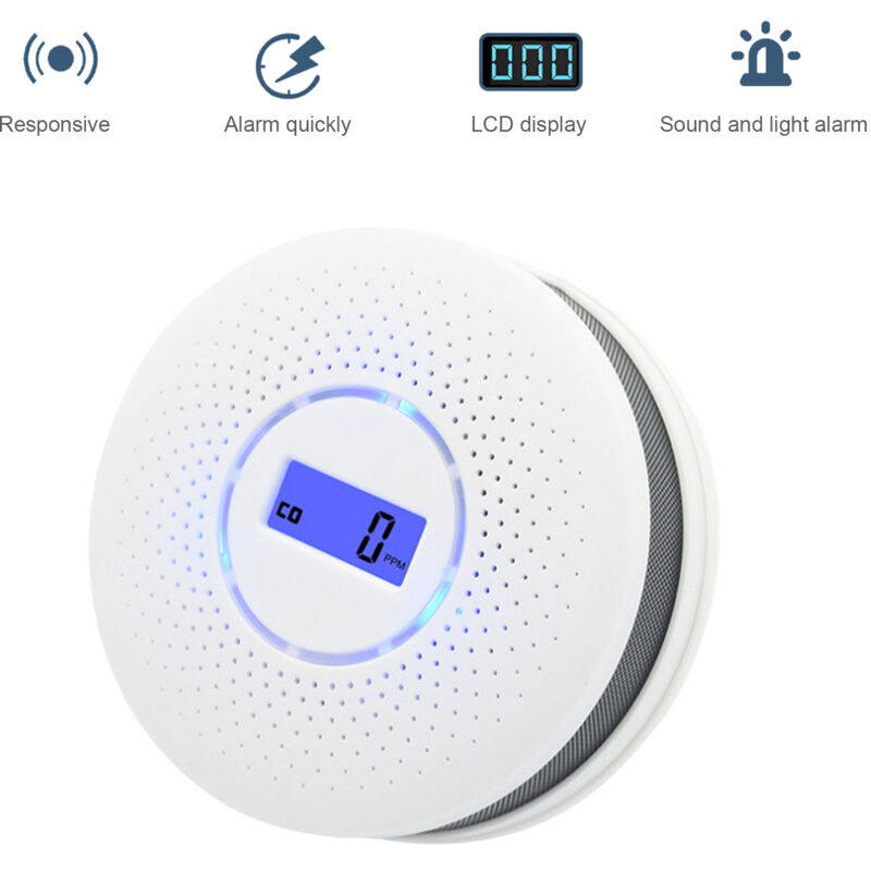 Gistuch - Detecteur Monoxyde Carbone, Detecteur de Fumé, Alarme Maison Monoxyde Carbone Fumee, Affichage Numérique lcd Haute Précision de Faible