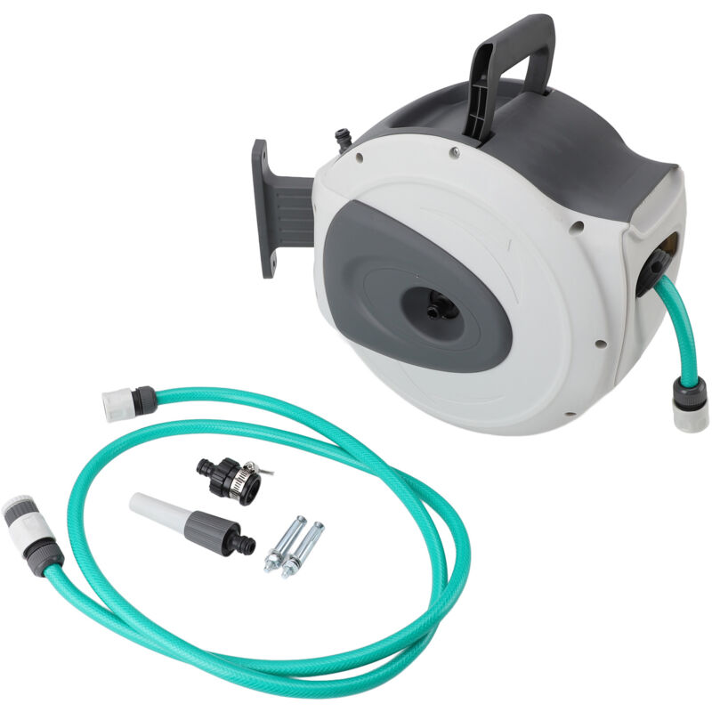 Dévidoir Mural Automatique 20m. Enrouleur avec Tuyau d'arrosage. raccord et Lance fournis - Gistuch