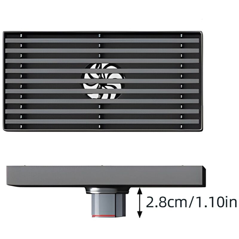 Gistuch - Drain de plancher de douche linéaire avec filtre amovible, grille de déchets de plancher de drain de plancher de douche en acier inoxydable