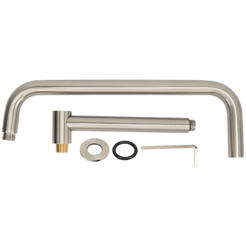Gistuch Extension de pomme de douche avec bride, bras de douche en forme de S, support mural, tuyau de douche rotatif en acier inoxydable pour salle