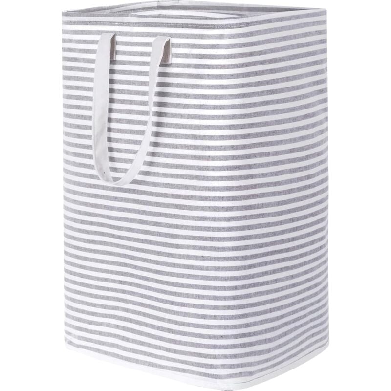 Grand panier à linge pliables de 72 l avec poignées faciles de transport, autonomes et imperméables, pour jouets et vêtements – 60 cm (h), gris