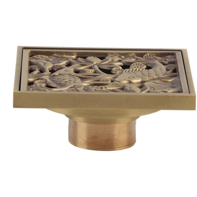 Gistuch - Grille de couverture de crépine de vidange de déchets de salle de bains de drain de sol de douche en laiton antique de 10 cm(4)