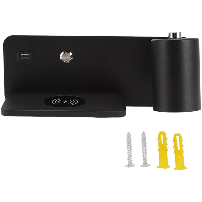 Led mur leil interface usb lampe de charge sans fil pour chambre à coucher 85265V Black à droite - Gistuch