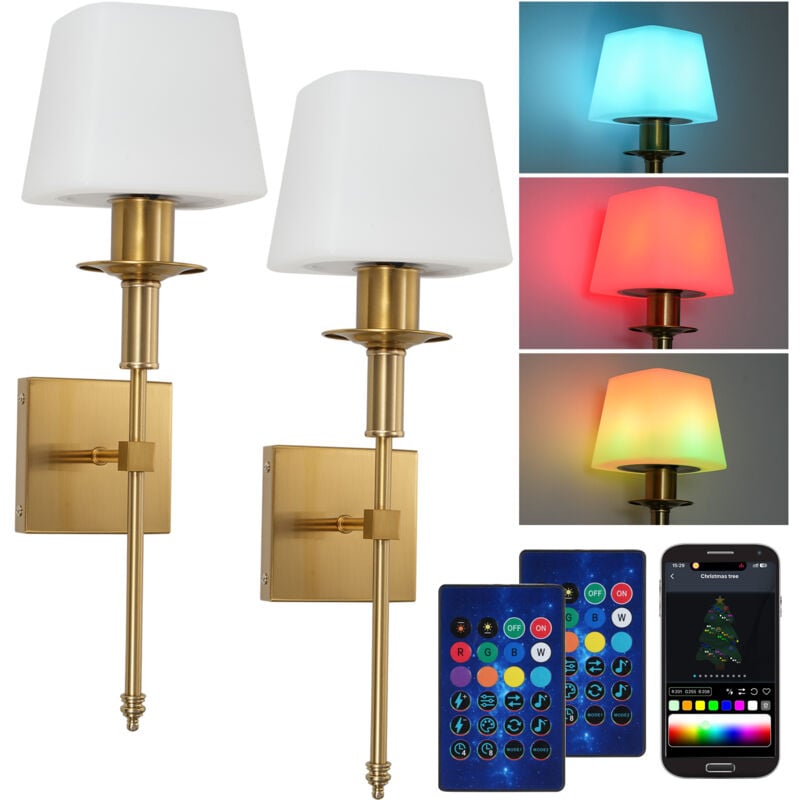 Gistuch - Lot de 2 Applique Lampe Murale Sans Fil Rechargeable led Lampe De Mur Avec usb Port De Charge Contrôle à Distance Applique Murale Lampe