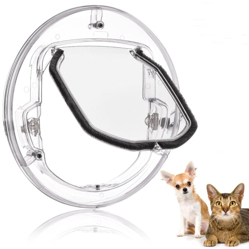 Porte de chien porte de fenêtre porte ronde à rabat clair avec 4 façons Lock & Liner Kit pour chat chiot Doggie meilleur s'adapte pour la fenêtre de