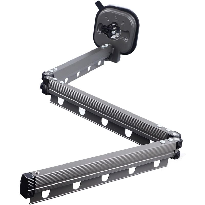 Porte-vêtements Étendoir à Linge Mural rétractable avec Crochets, Rotatif à 360 °, tri-Pliable pour Balcon, buanderie, Salle de Bain (Noir) - Gistuch