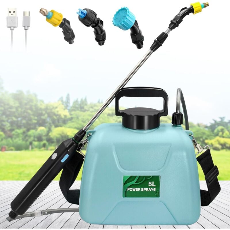 Gistuch - Pulverisateur Electrique 2400mAh, Pulverisateur de Jardin 5L, Pulverisateur Toiture avec Rétractable, Pulverisateur a Pression avec 3 Buses