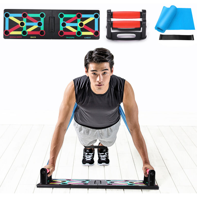 Gistuch - Push Up Rack Board Portable Multifonctionnelle Pliante 12 en 1, Planche Push up avec manches et bandes de résistance, Unisexe Appareil