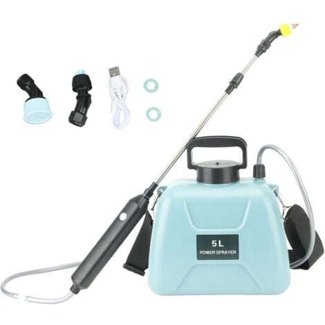 Gistuch Spruzzatore elettrico da 2400 mAh, spruzzatore da giardino da 5 litri, spruzzatore da tetto con retrattile, spruzzatore a pressione con 3 ugelli regolabili e serbatoio dell'acqua da 5 litri