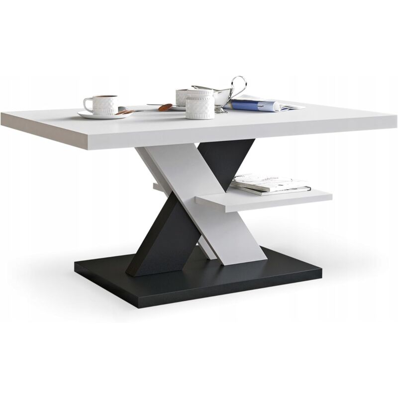 Gistuch - Table basse moderne pour le salon, table moyenne pour le thé et le café, table à thé avec étagère, table d'appoint pour le salon, la