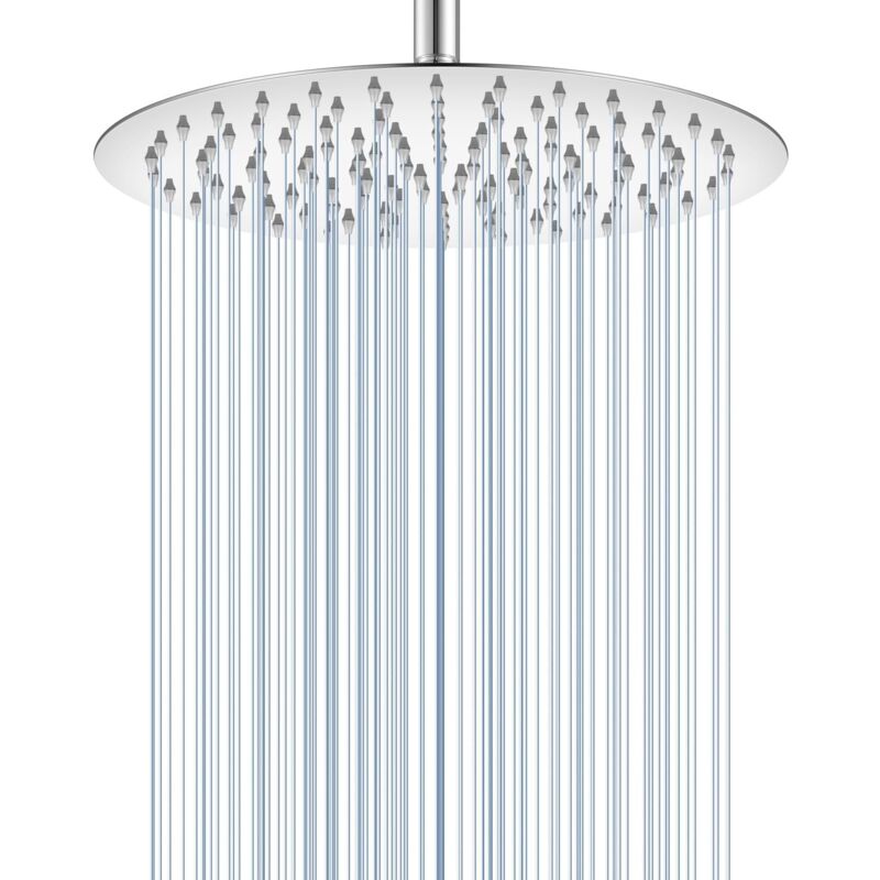 Gistuch - Tete de Douche Rond 304 Inox, Pommeau de Douche Anti-Calcaire, Ultra-Mince Haute Pression, Pomme de Douche 12 Pouces, Rotatif 360°, Facile