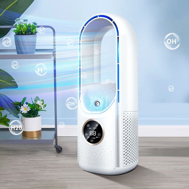 Ventilateur sur pied Ventilateur colonne oscillant Sans Lame 6 vitesses blanc - Gistuch