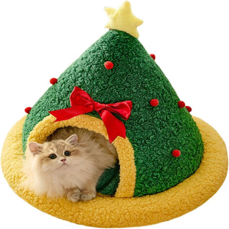 Gîte à chat en forme d'arbre de Noël