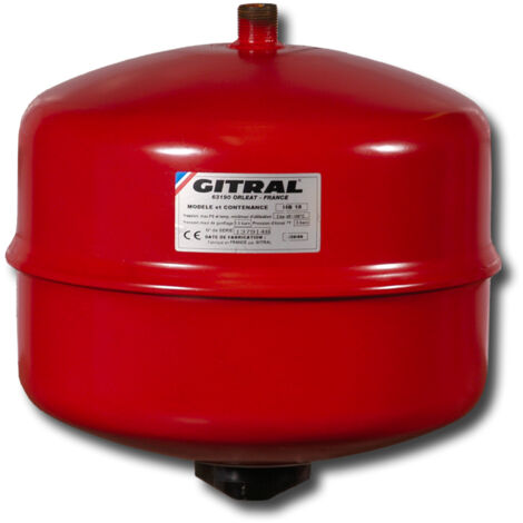Gitral – Vase d'expansion 18L – Membrane résistante aux additifs – Pression maximale 3 bar – Installation suspendue avec console