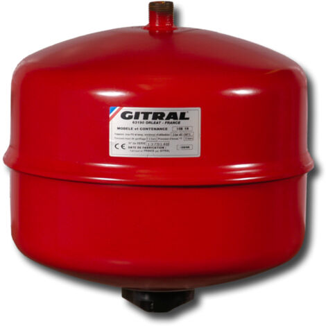 Gitral – Vase d'expansion 25L – Pression maximale 3 bar – Membrane à pression fixe – Compatible installations chauffage circuit fermé