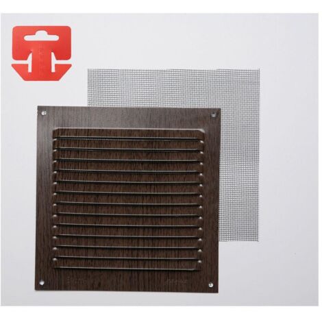 Gitter mit Aluminium-Moskitonetz 0,6 Wengeimitat 150x150mm (G)