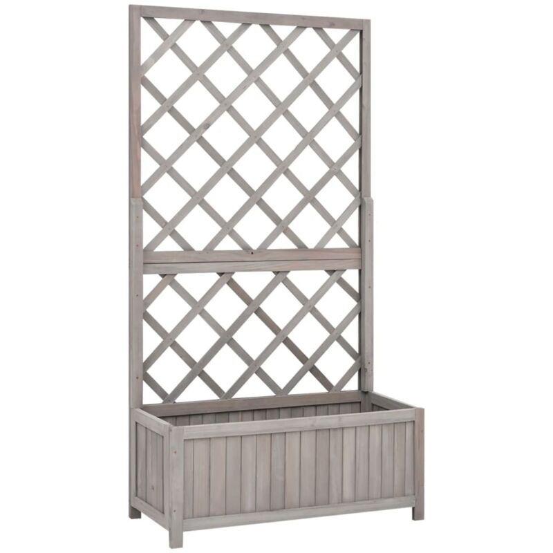 Garten-spalier Mit Blumenkasten Grau 70x30x135 Cm Tannenholz Vidaxl