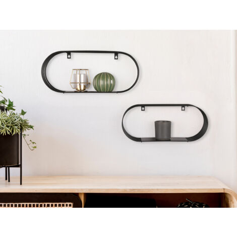 Gitter Wandregal 2er Set JOYCE aus Metall in Schwarz