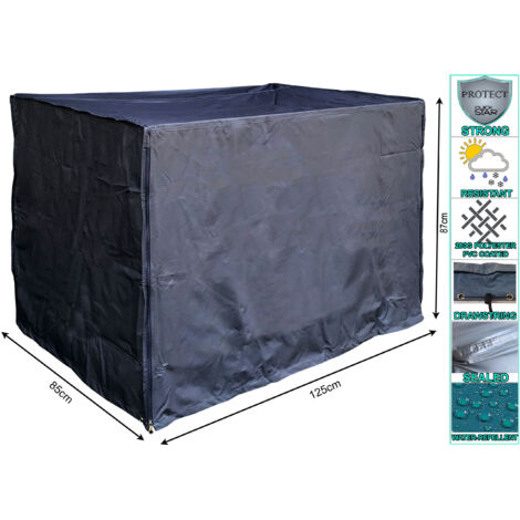 Gitterbox Abdeckung 125x85x87cm Schwarz Schutzhülle Abdeckplane