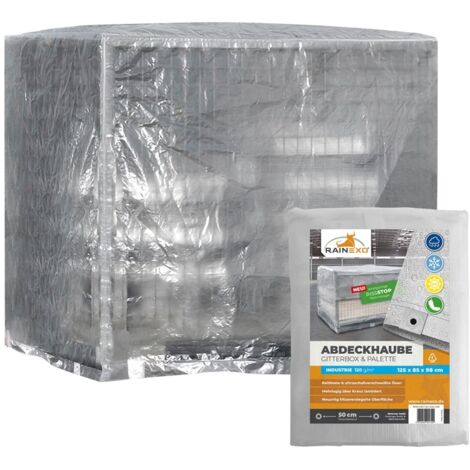 Gitterboxabdeckhaube Breite 850 x Länge 1250 mm transparent Gewicht 3,8 kg mit Reißverschluss