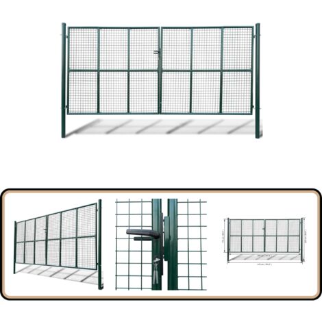 Gittertor 415 x 225 cm / 400 x 175 cm - Gartentor - Zaun - Metalltor - Stahltür - Sicherheitstor