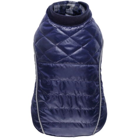 Giubbotto 25 cm: Giubbotto imbottito impermeabile double face con interno in stoffa modello Blue Matte per cani