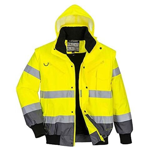 Giubbotto bomber 3-in-1 ad alta visibilità bicolore giallo/grigio S