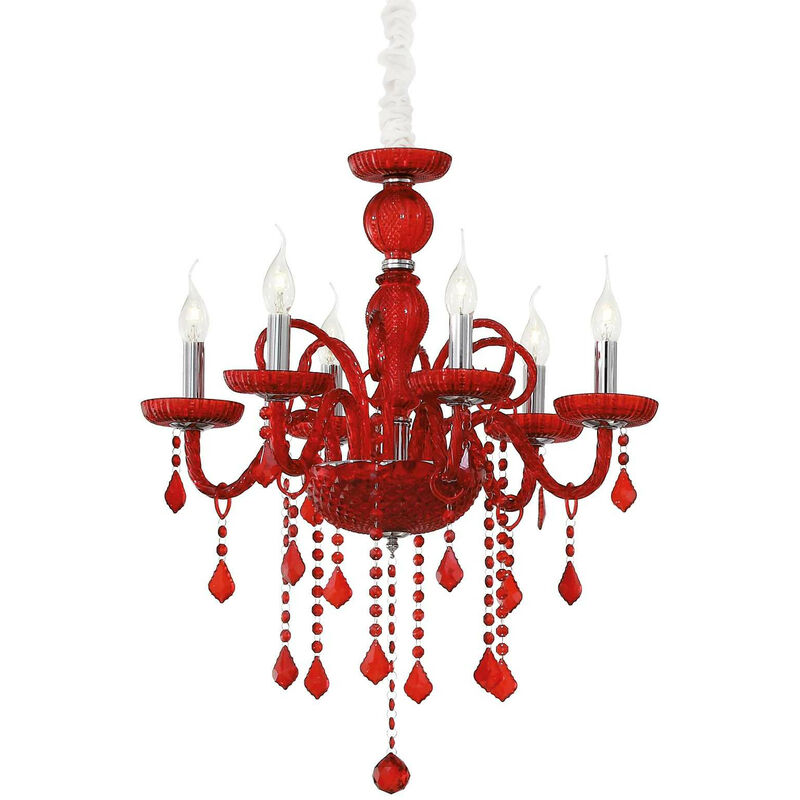

Ideal Lux Giudecca - Lámpara de araña de 6 luces con acabado en rojo, E14