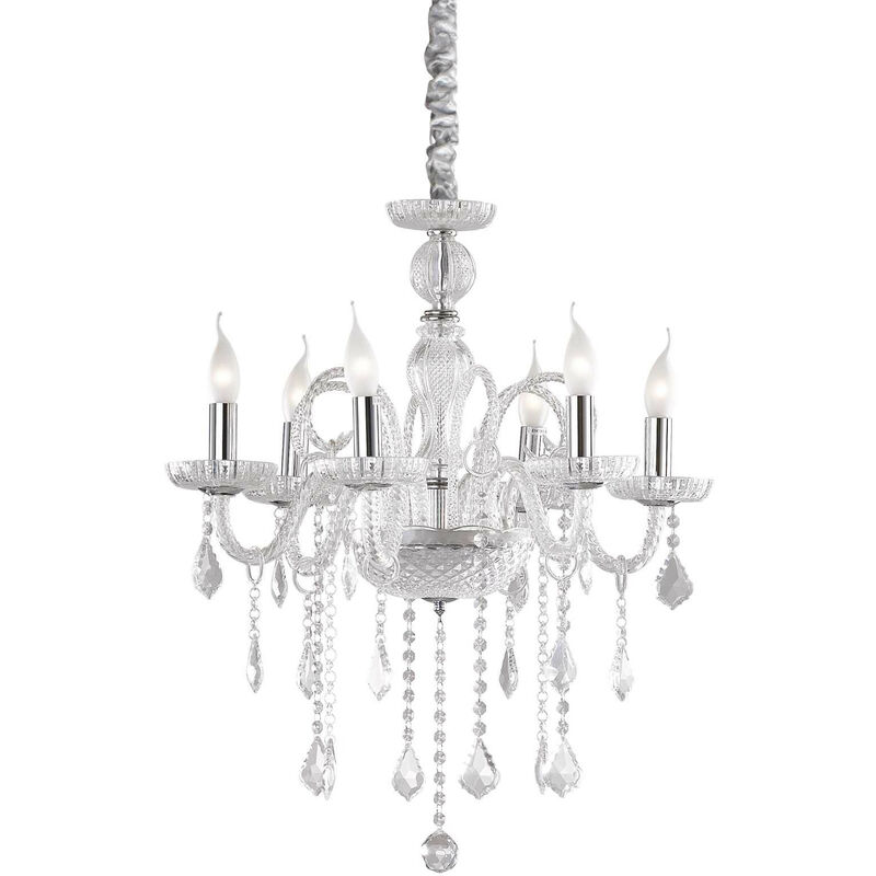 

Ideal Lux Giudecca - Lámpara de araña de 6 luces de vidrio transparente, E14
