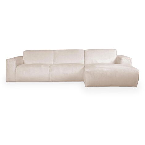 GIULIA - Canapé d'angle en tissu beige - Angle droit