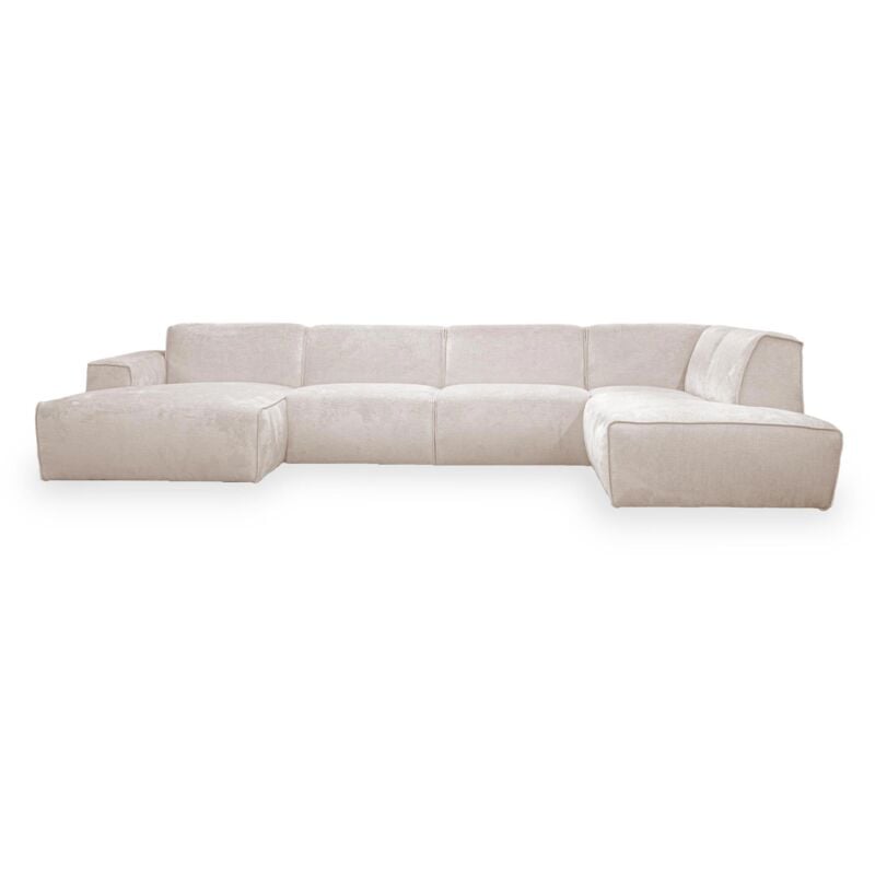 Mobilier Deco - giulia - Canapé panoramique en tissu beige - Angle droit