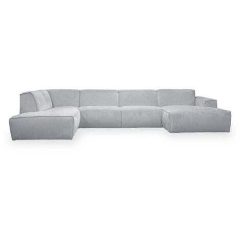 GIULIA - Canapé panoramique en tissu gris - Angle gauche