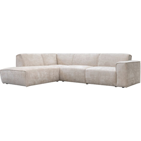 GIULIA XL - Canapé d'angle en tissu beige - Angle gauche