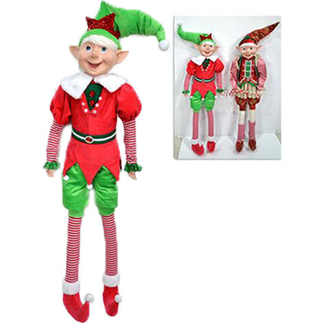 Giullare di corte Elfo gnomo rosso decorazioni di natale pupazzo grande cm 120 in tessuto ornamentale molto realistico