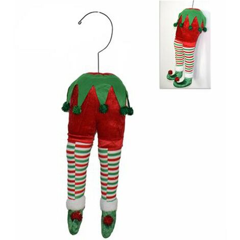 Giullare di corte Elfo gnomo rosso gambe decorazioni per albero di natale in tessuto ornamentale molto realistico 48 cm