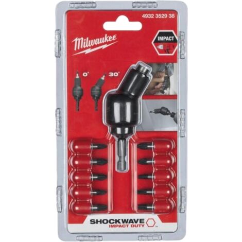 Giunto Cardanico Di Trasmissione Milwaukee Angolo Per Avvitatore Ad Impulsi + 10 Milwaukee Screwbits