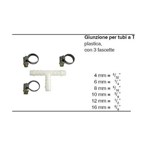 GIUNZIONI PER TUBI A T IN PLASTICA CON 3FASCETTE DA 12mm